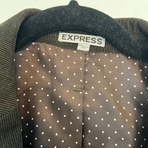 Express Men's Deep Brown Fitted Corduroy Blazer Jacket - Picture 3 of 10